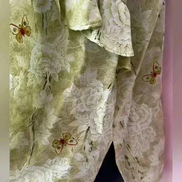 NWT Diane Von Furstenberg Silk Assets 100% Silk Ruffled Top Blouse Size 1X - Picture 4 of 7